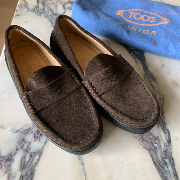 Tod’s Junior Suede Brown Loafer - Picture 1 of 6